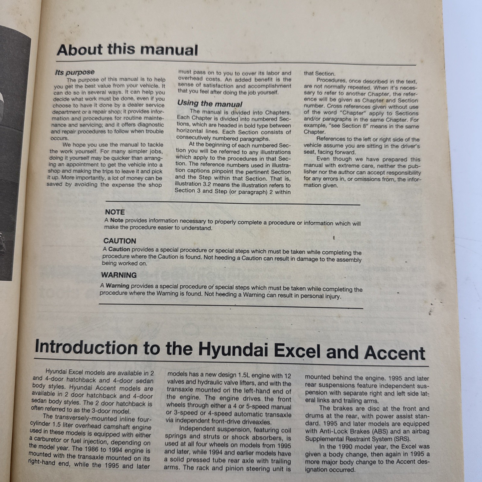 Hyundai Excel & Accent Haynes Repair Manual 1986–1998 All Models Paperback