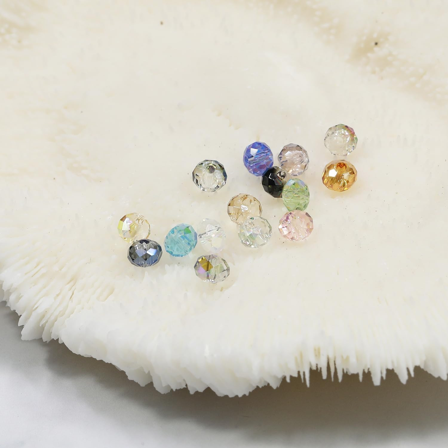 4Mm Crystal Rainbow Colors Glass Briolette Faceted Rondelle Beads for Making Jew