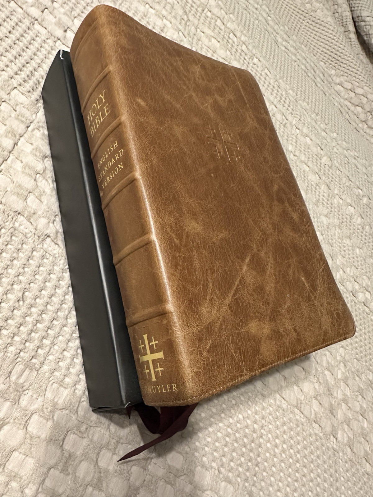 Schuyler ESV Stridon Bible – Desert Camel Calfskin Leather