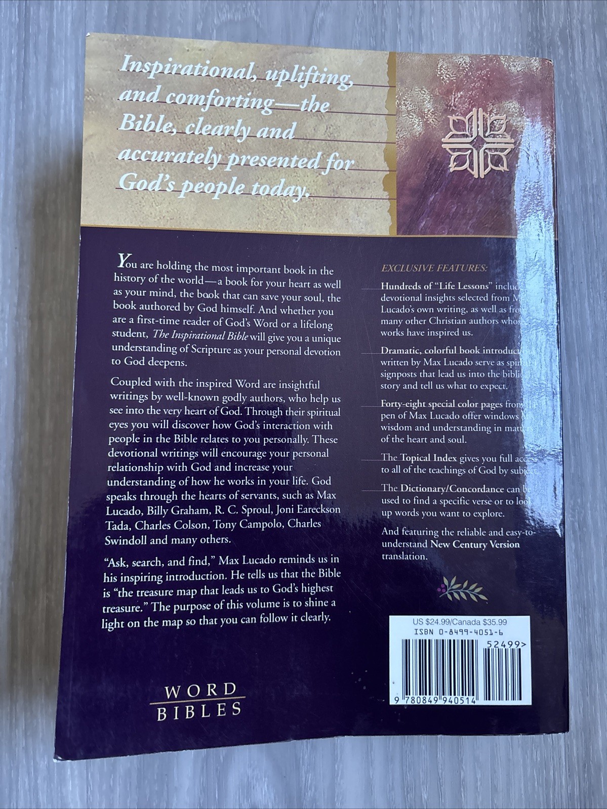 Inspirational Study Bible: Life Lessons from the Inspired Word of God