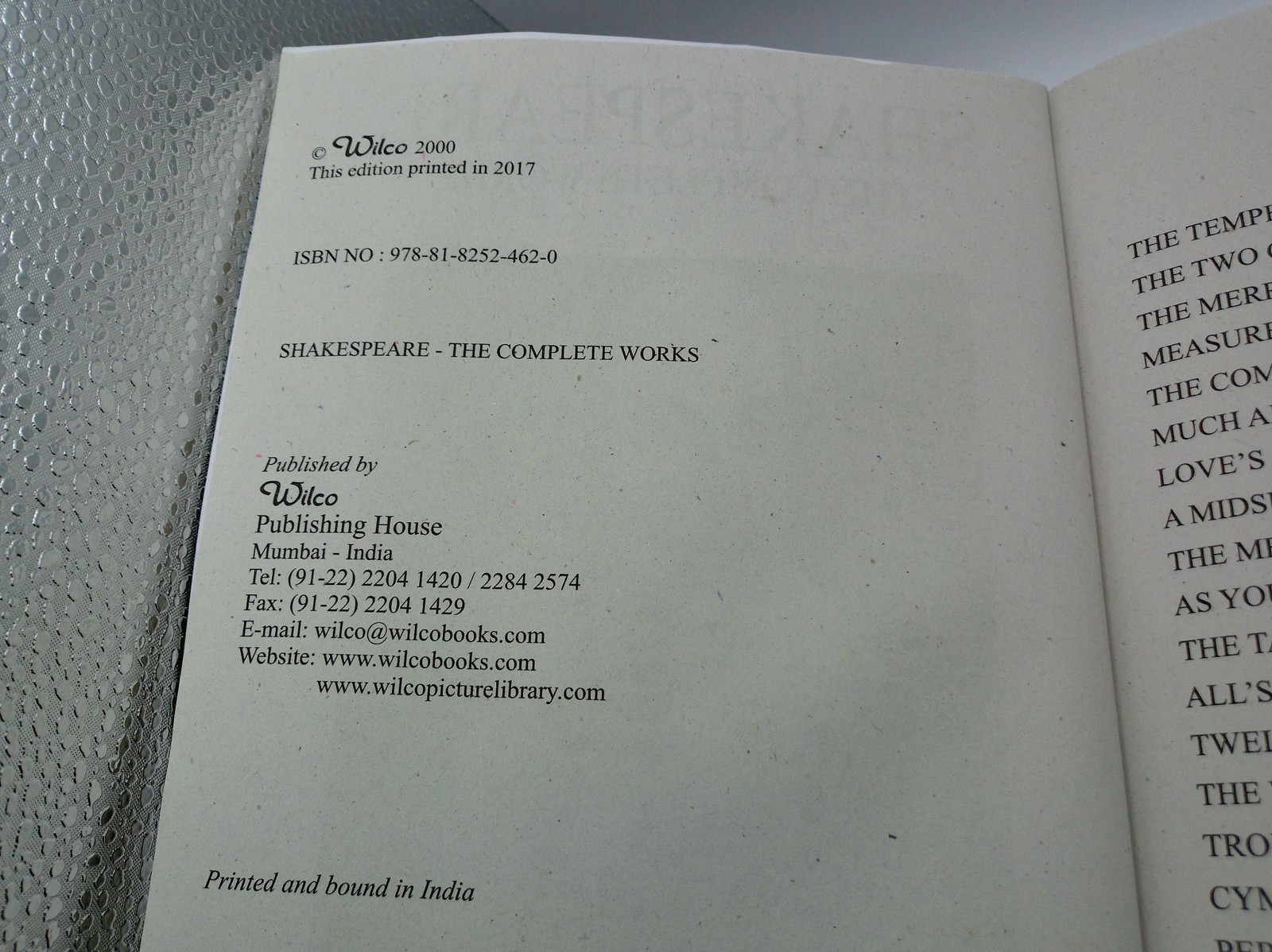 Shakespeare The Complete Works Wilco Paperback 2017 Edition ISBN 9788182524620