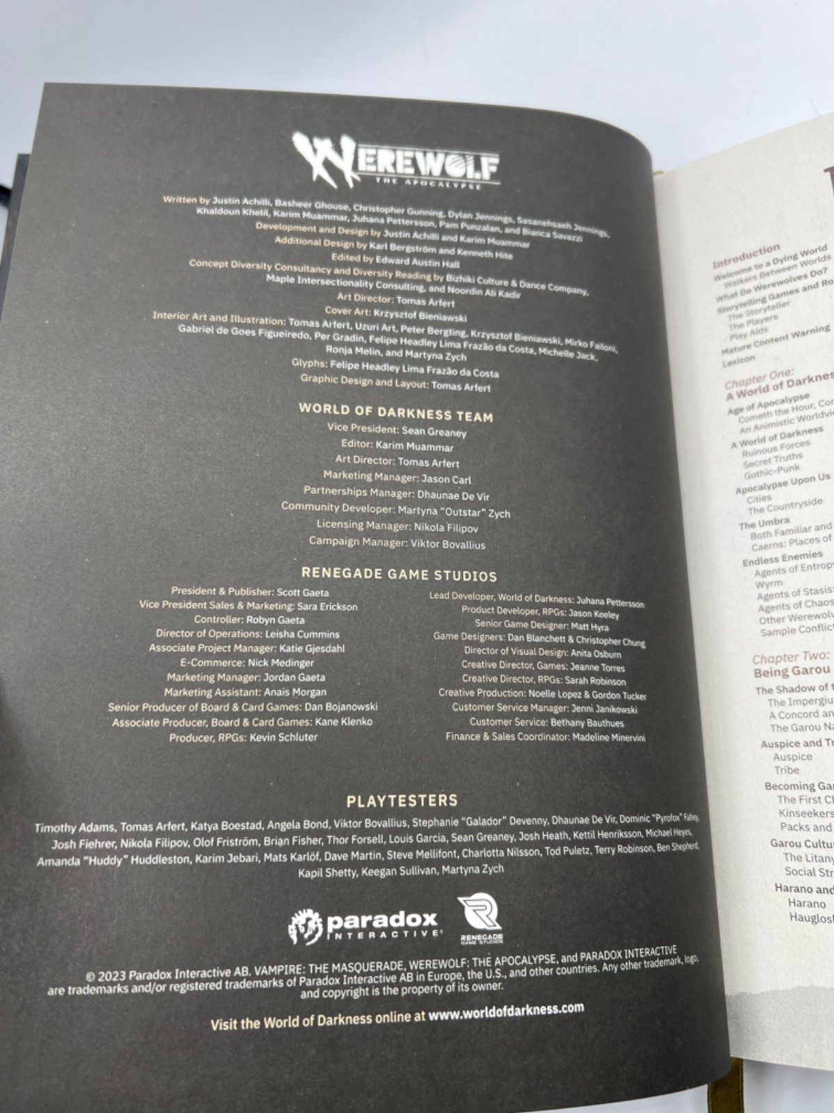 Werewolf The Apocalypse Core Rule Book 5th Edition Hardcover