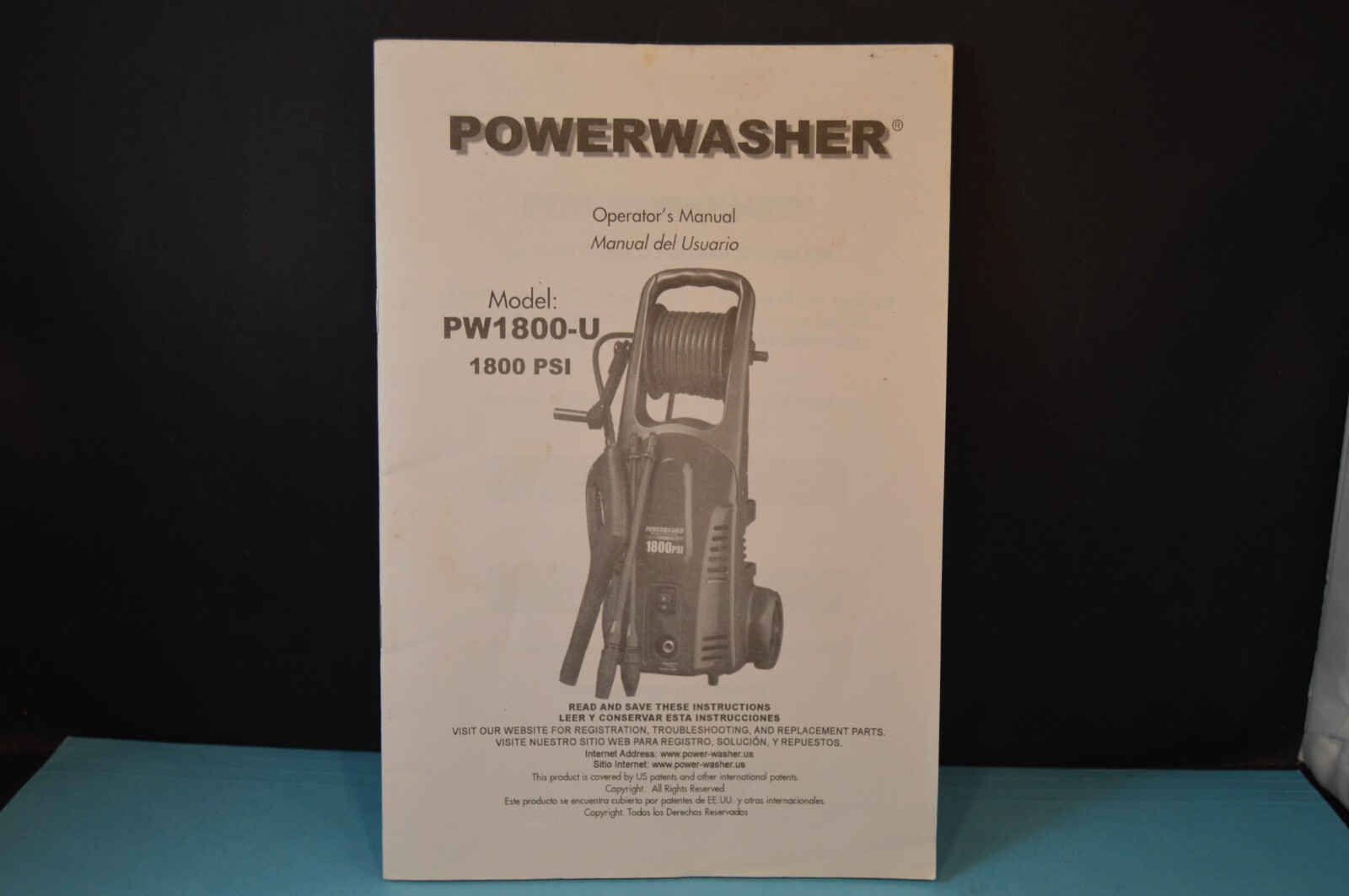POWERWASHER Model PW1800-U “OPERATOR’S MANUAL” 1800 PSI 26 Pages INSTRUCTIONS