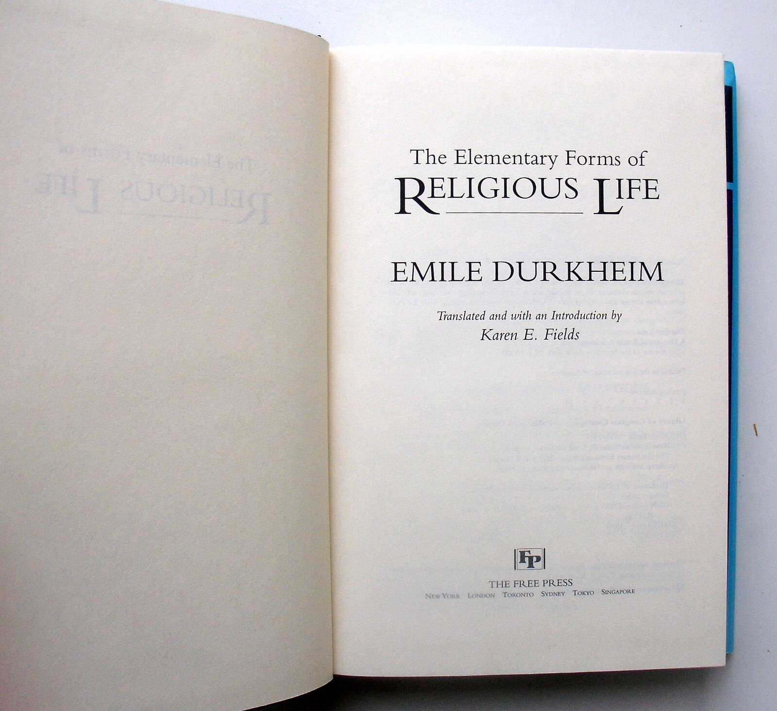 The Elementary Forms of the Religious Life by Émile Durkheim (1995) HC/DJ 1ST PR