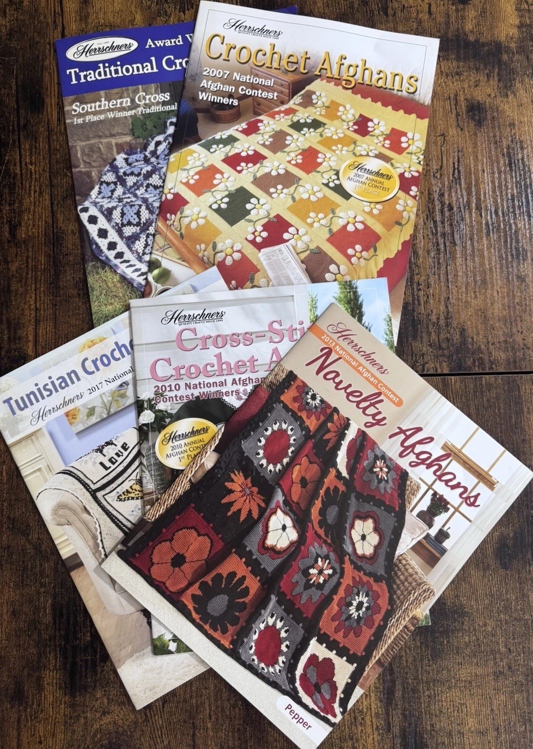 Herrschners Novelty Tunisian Crochet Afghans Pattern Bundle Set of 5 Craft Books