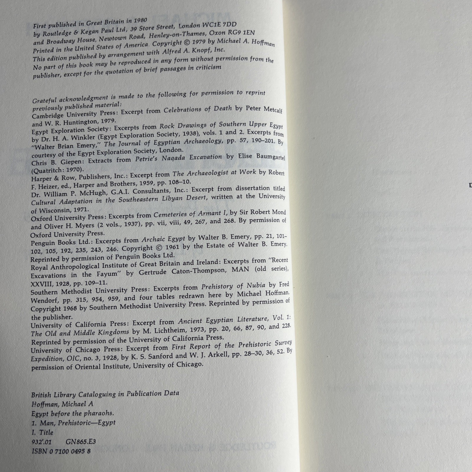 Egypt Before The Pharaohs by Michael A. Hoffman 1979