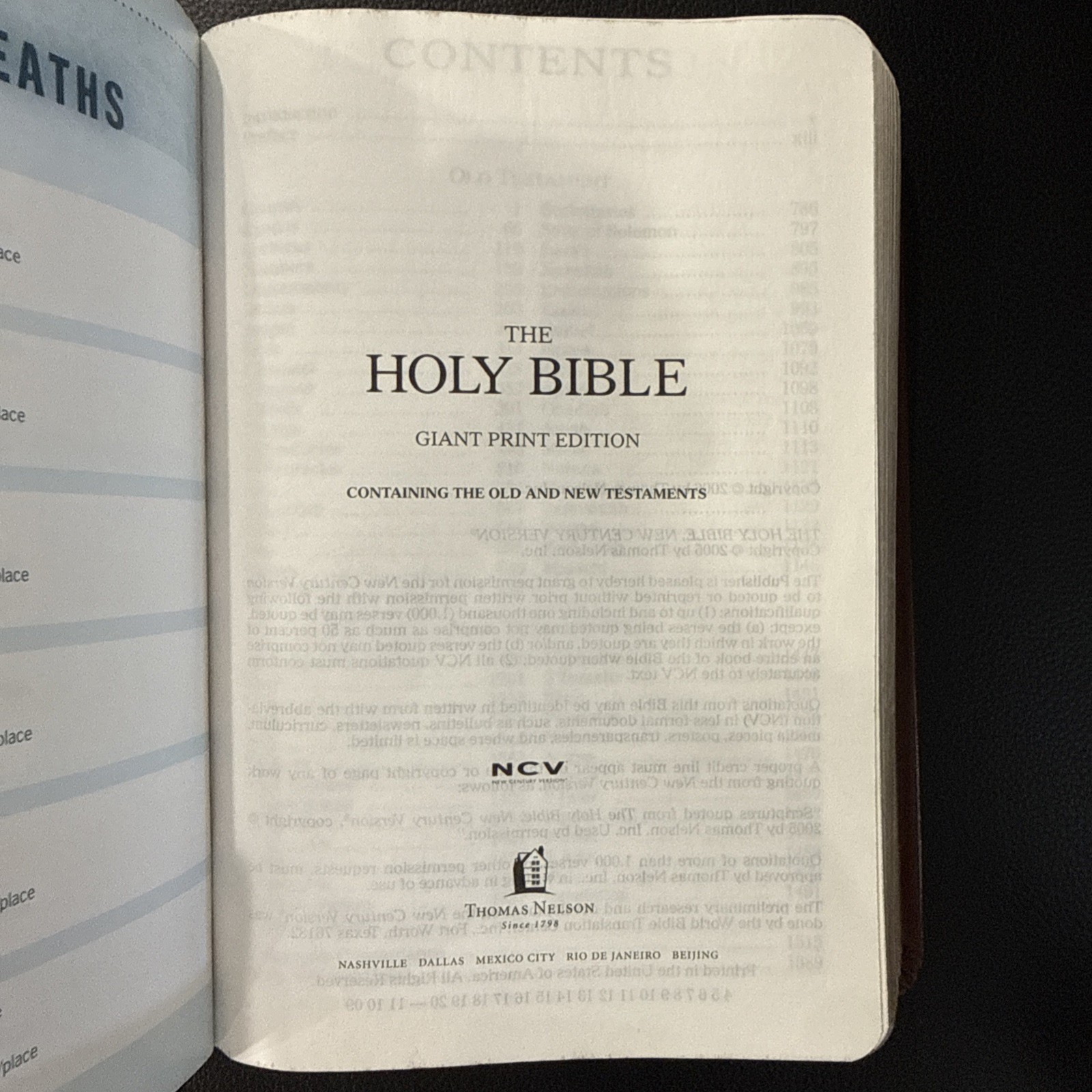 Bible NCV Giant Print Reference by Thomas Nelson: Bonded Leather—VERY GOOD