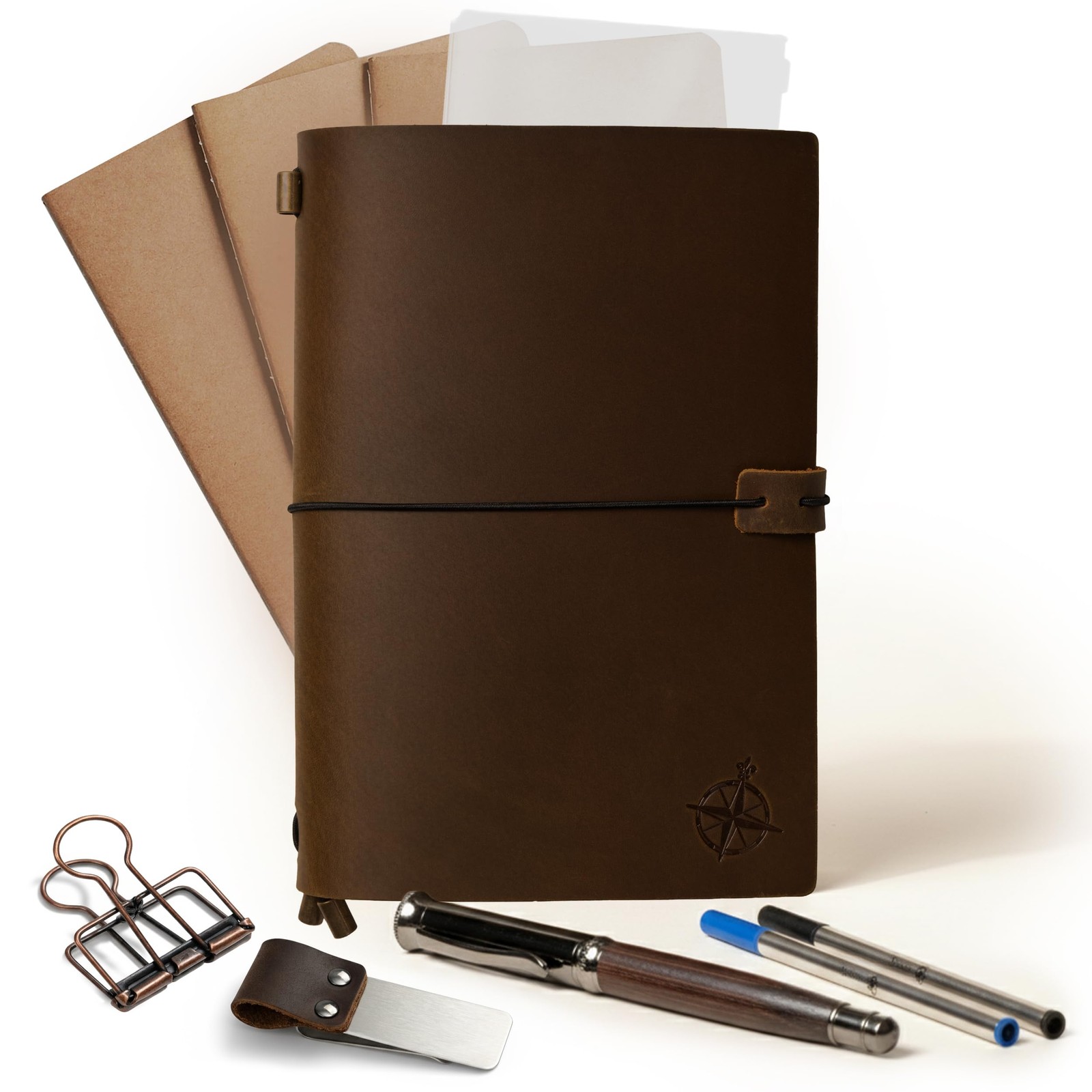 WANDERINGS A5 Travelers Notebook Bundle – 6″ x 8.5″ (15 x 22cm) – Genuine Lea…