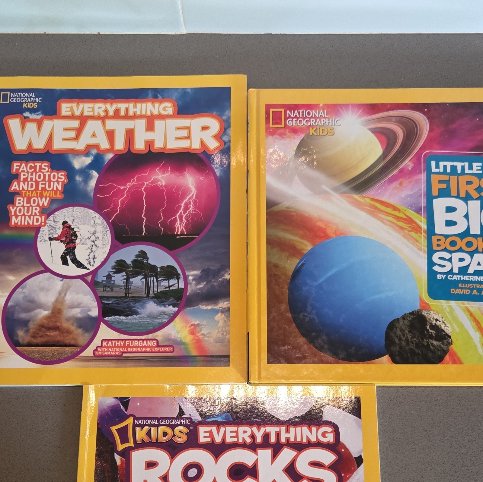 Set of 3 National Geographic Kids Everything Weather, Rocks and Space Books