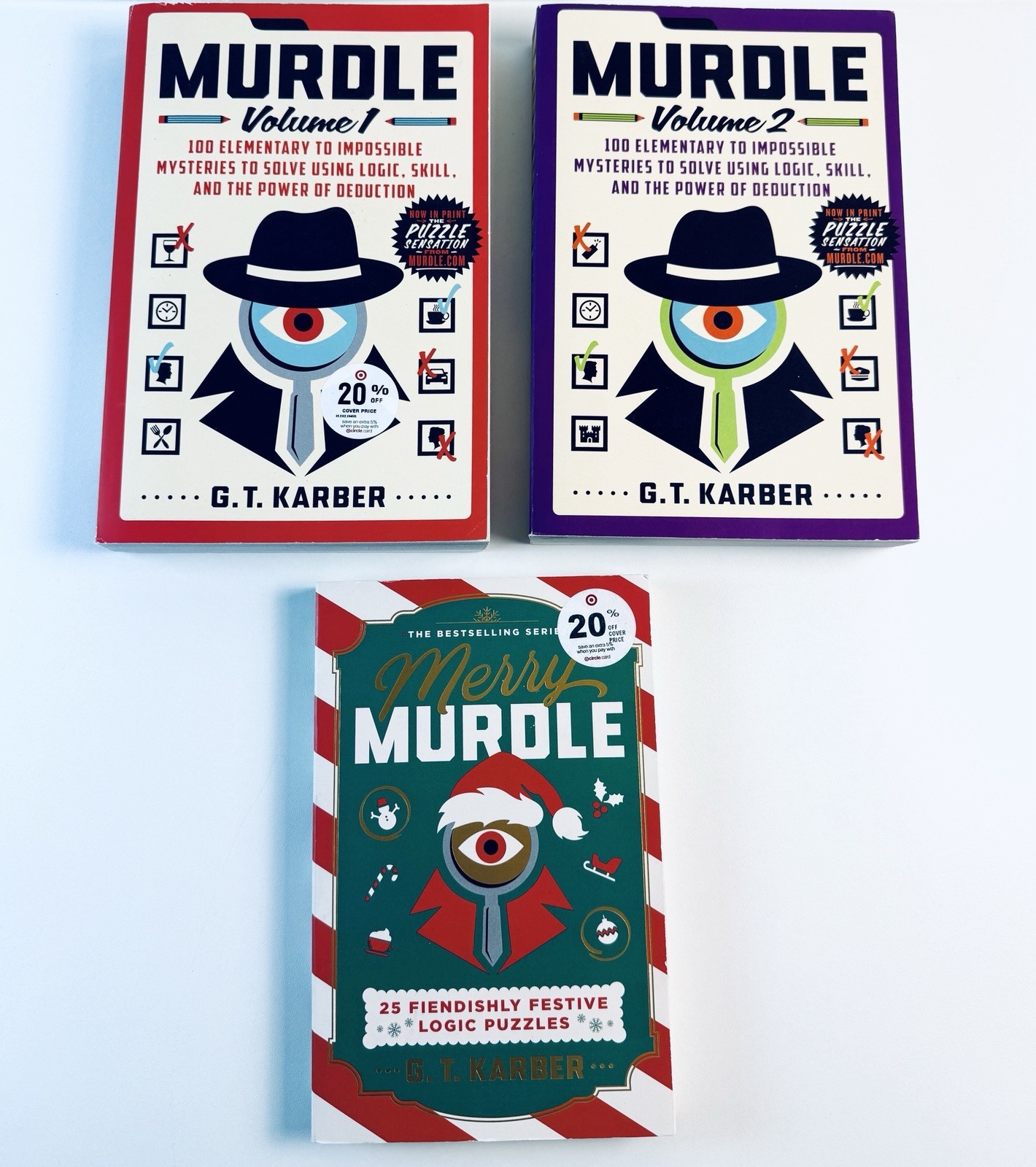 Murdle Vol 1 Vol 2 Merry Murdle G.T. Karber PB Puzzle Lot