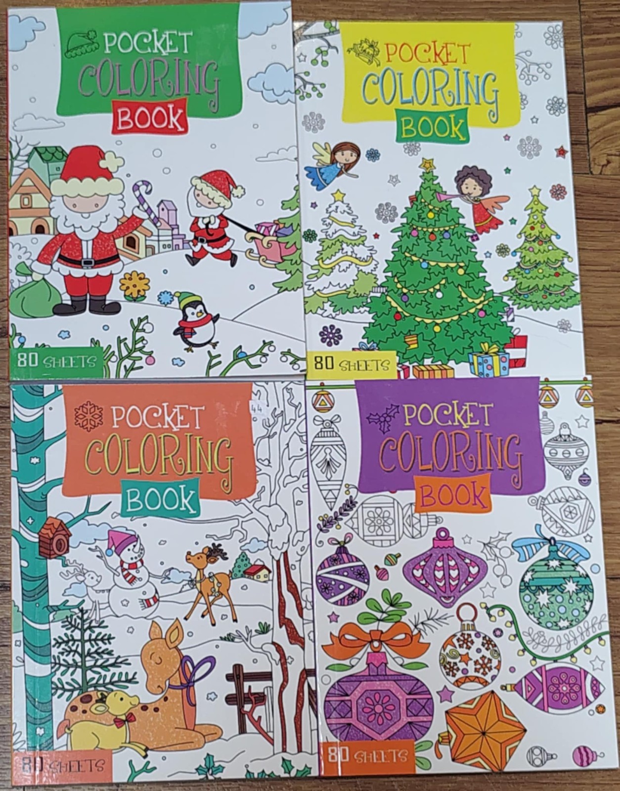 Pocket Coloring Book – Vision St Christmas Lot of 4 Tree Ornament Santa Reindeer