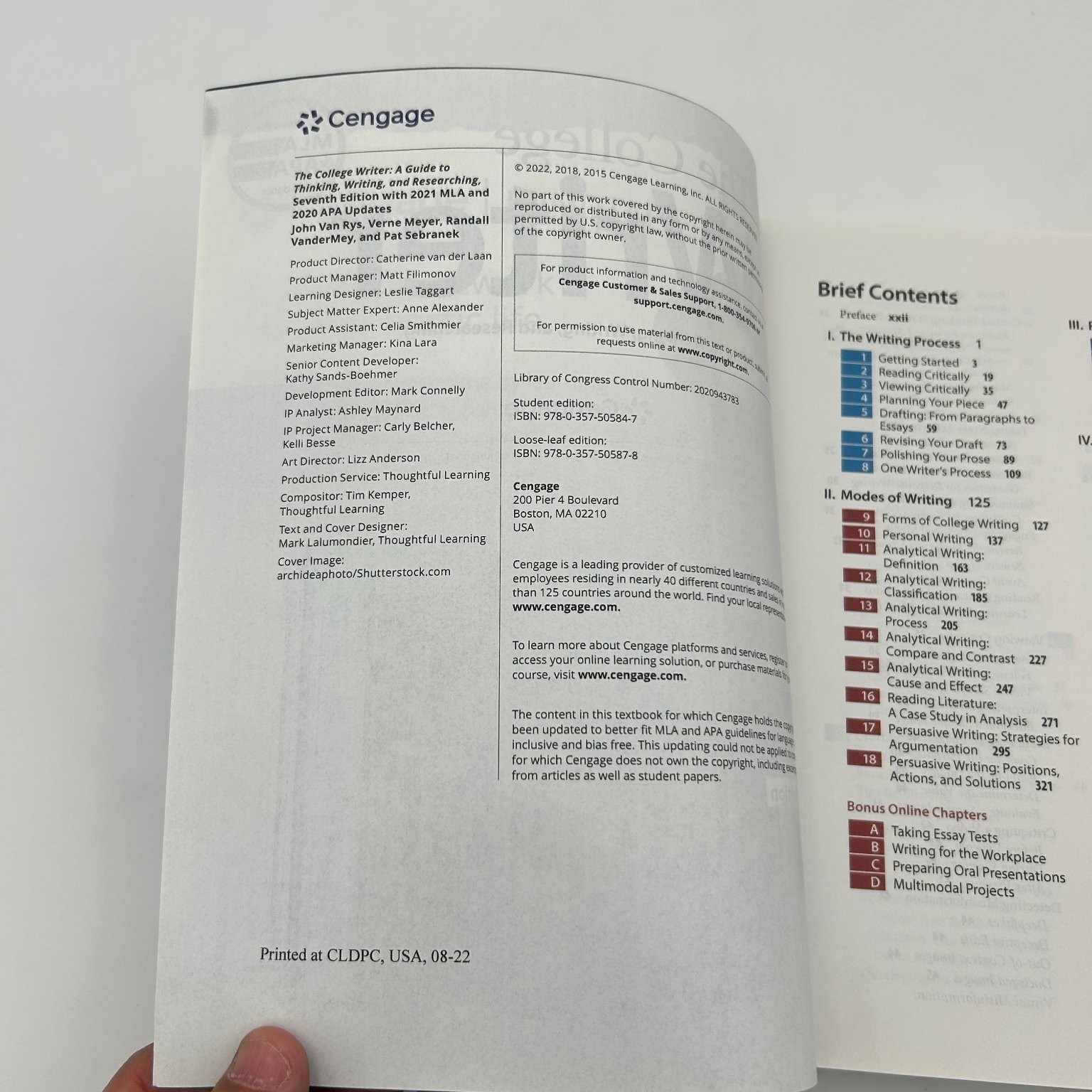 College Writer Van Rys Meyer 2018 7th Ed. Research Writing Guide Cengage