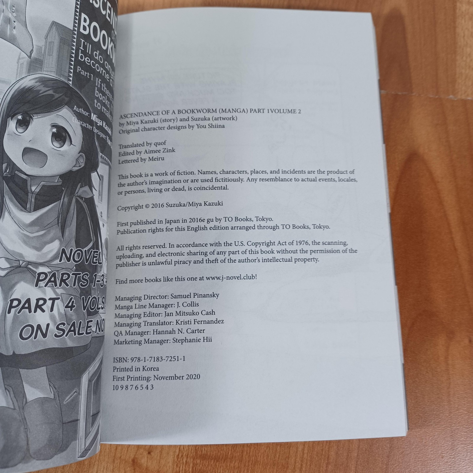Ascendance Of A Bookworm Part 1 Vol 2 Manga Miya Kazuki J-Novel Club Paperback
