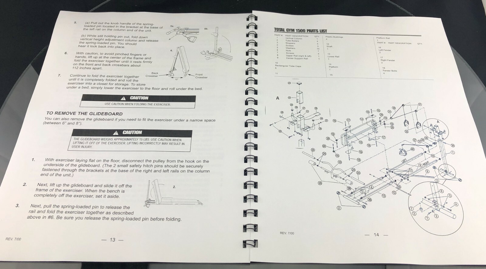Total Gym 1500 Replacement Owners Manual User Guide Instructions