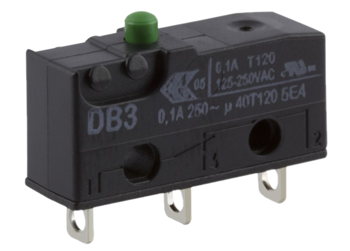 DB3C-A1AA Switch Snap Action N.O./N.C. SPDT Button Solder 0.1A 250VAC 80VDC 1.47